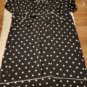 Dress lands End size large Black polka dots long sleeves